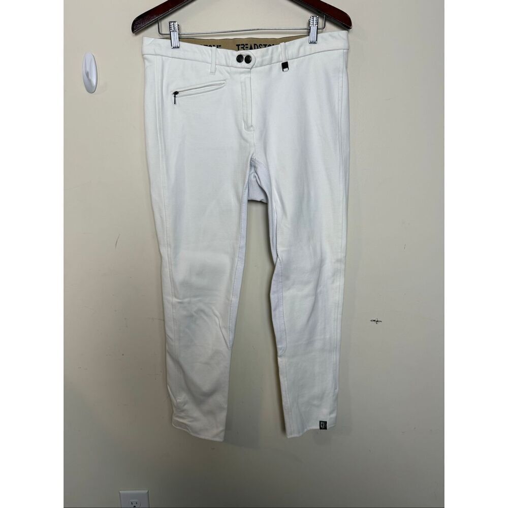 Treadstone White Equestrian Riding Breeches Size 34 Stretch Horse Show Pants 26